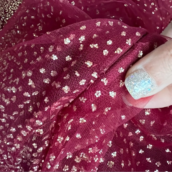 NWT Lulus Ballerina Dream Skater Tutu Dress Glitter Burgundy Gold XL - Picture 13 of 17